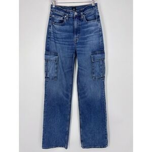 Edwin Cora Cargo-Space Jeans Womens 26 Blue Denim High Rise Straight Stretch